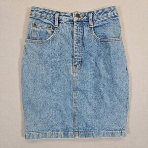 Giordano Denim Mini Skirt Size 27 High Waist Light Wash Retro Vintage